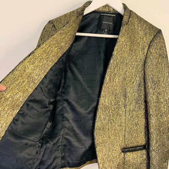 Maison Scotch Metallic Gold Collarless Blazer - Picture 5 of 6